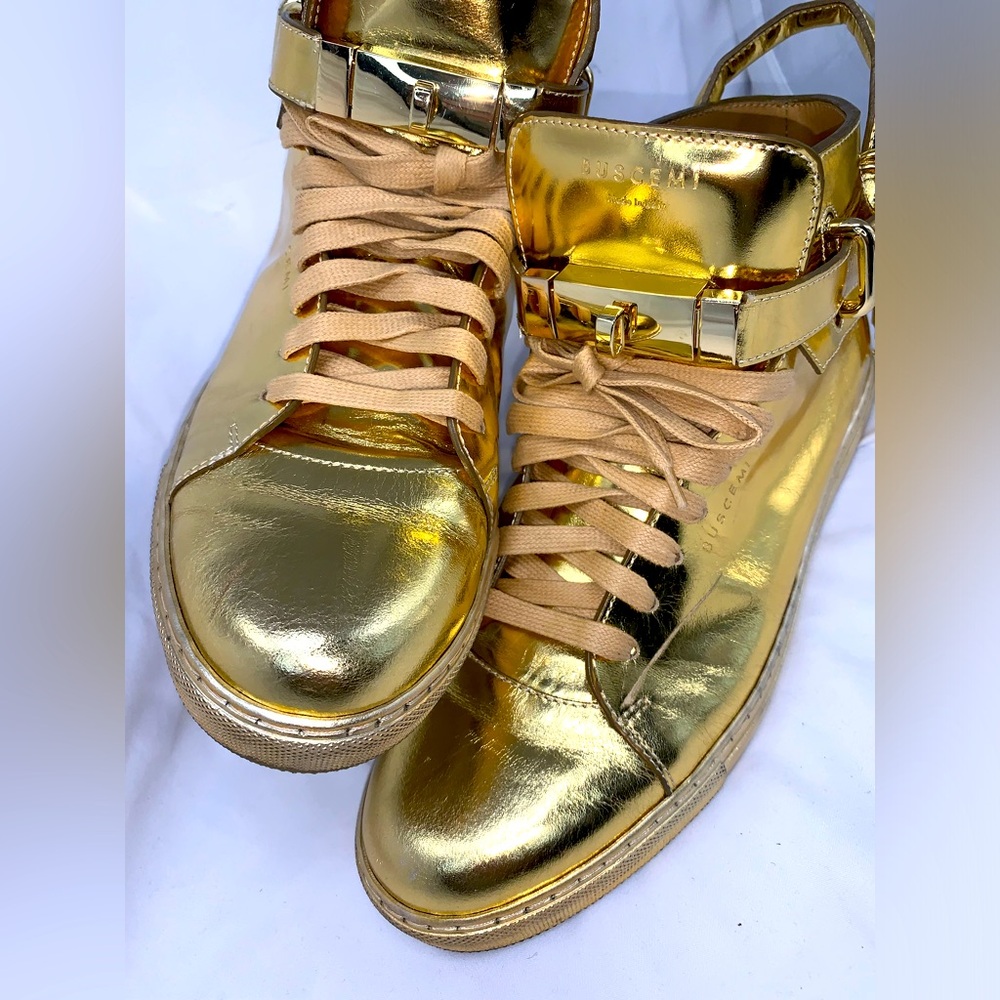Buscemi HighTops Sneakers Metallic Gold Leather Pre-Owned excelente condition